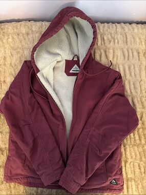 Hooded Sherpa-Lined Utility Jacket - Burgundy